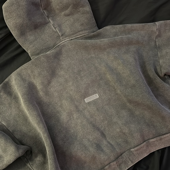 Acne Studios - gray drawstring hoodie cropped - Picture 6 of 11